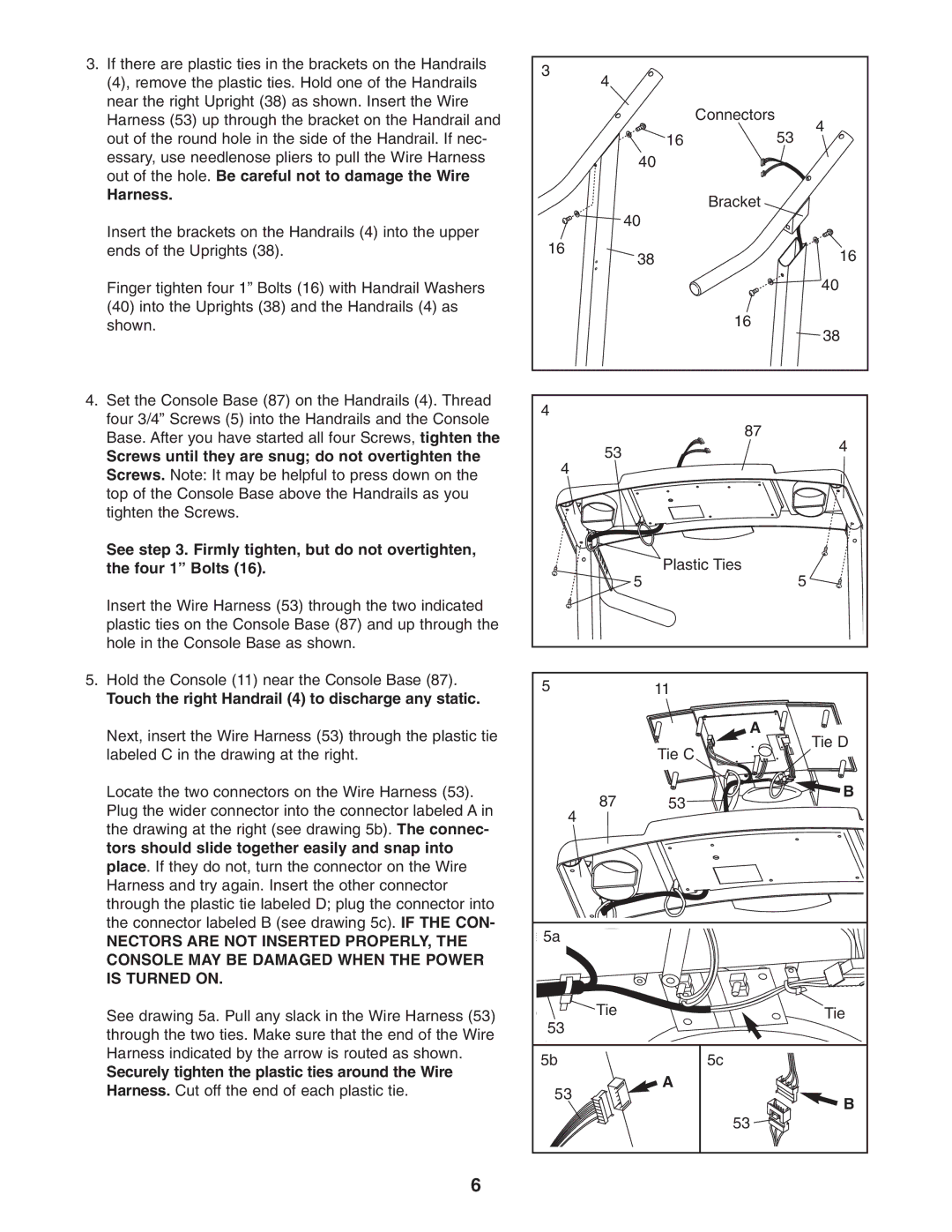 Weslo cadence 255dr user manual Harness, Touch the right Handrail 4 to discharge any static 