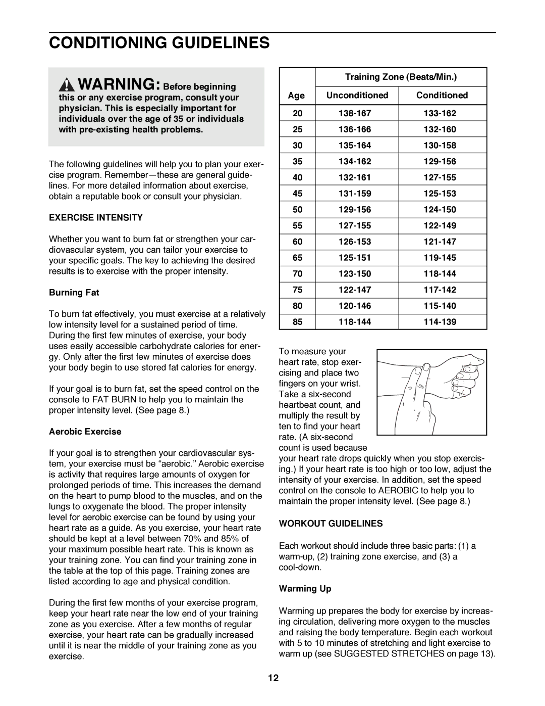 Weslo CADENCE 740 user manual Conditioning Guidelines, Exercise Intensity, Workout Guidelines 