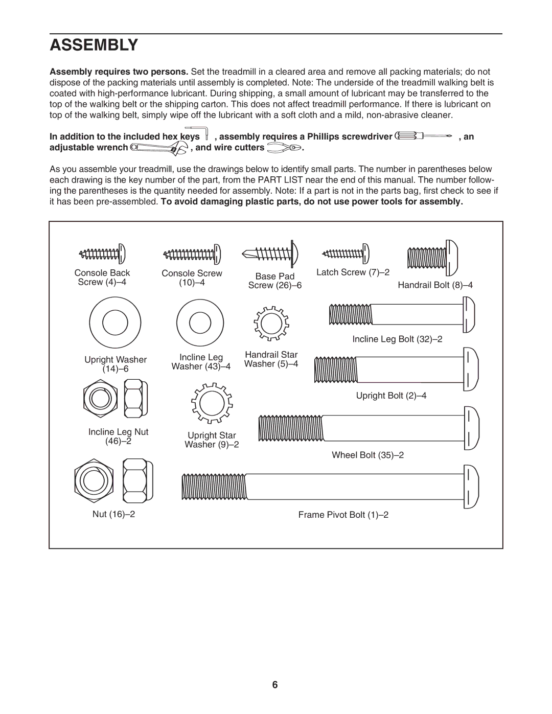 Weslo Cadence 80 user manual Assembly 