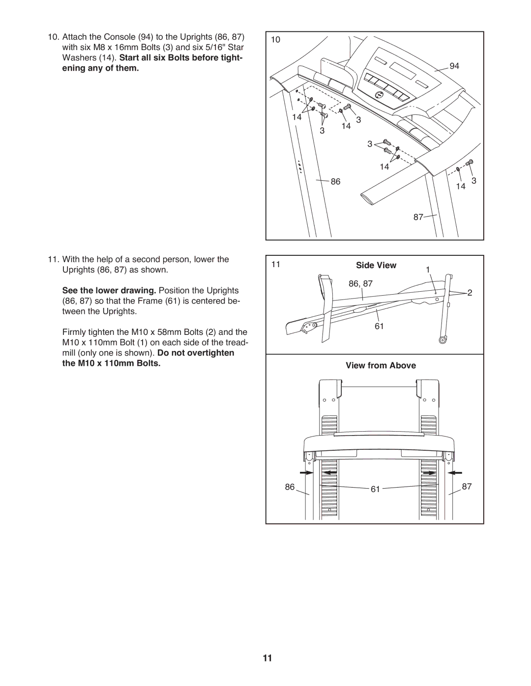 Weslo CT58 user manual Side View View from Above 