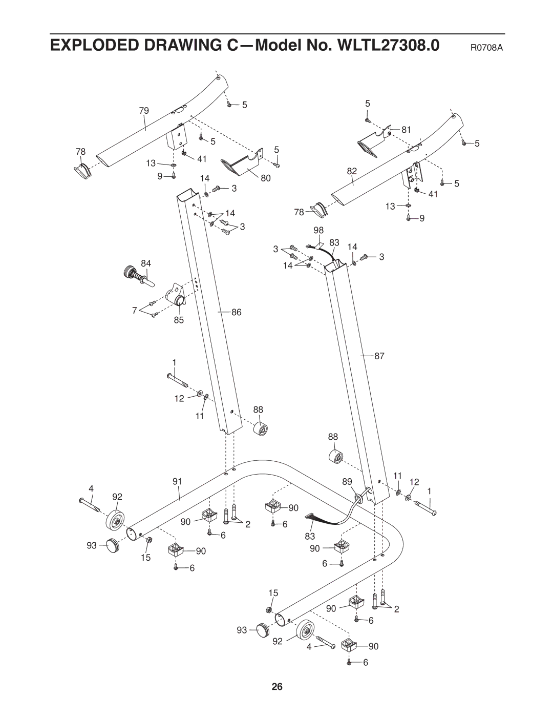 Weslo CT58 user manual Exploded Drawing C-Model No. WLTL27308.0 R0708A 