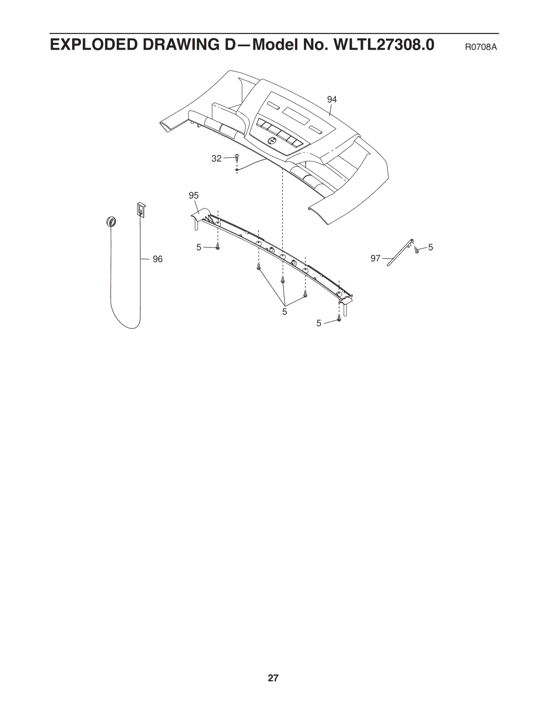 Weslo CT58 user manual Exploded Drawing D-Model No. WLTL27308.0 R0708A 