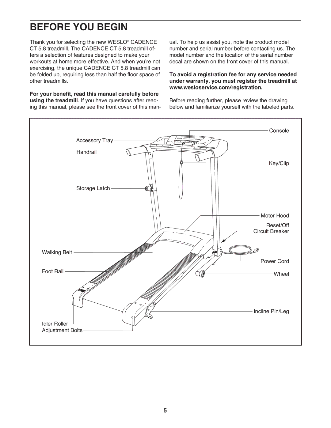 Weslo CT58 user manual Before YOU Begin, For your benefit, read this manual carefully before 