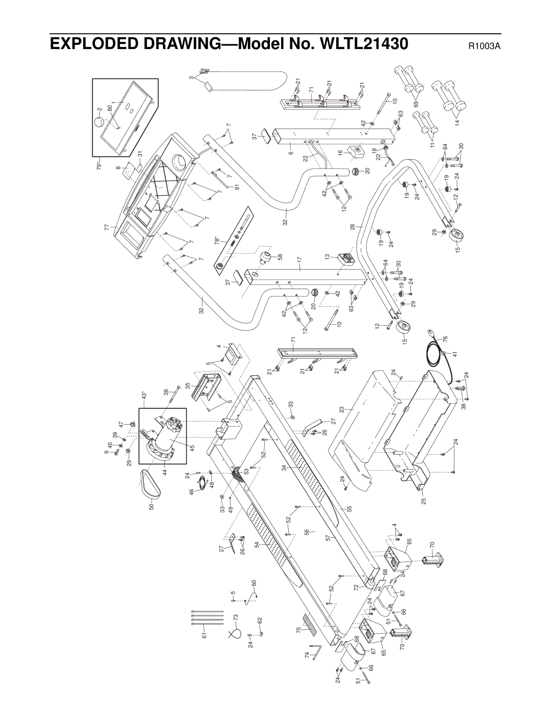 Weslo DS10 user manual Exploded DRAWING-Model No. WLTL21430 