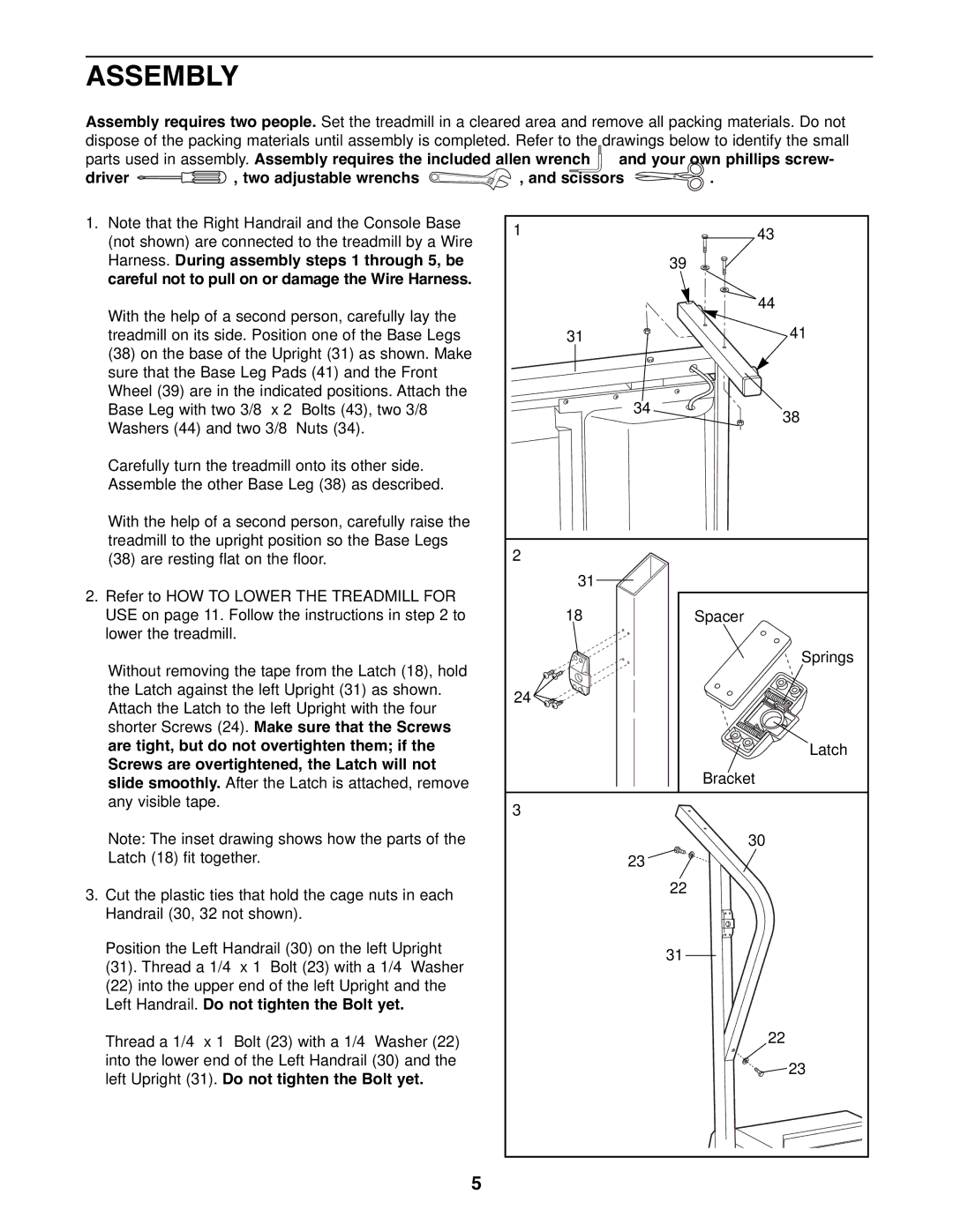 Weslo DX10 user manual Assembly 