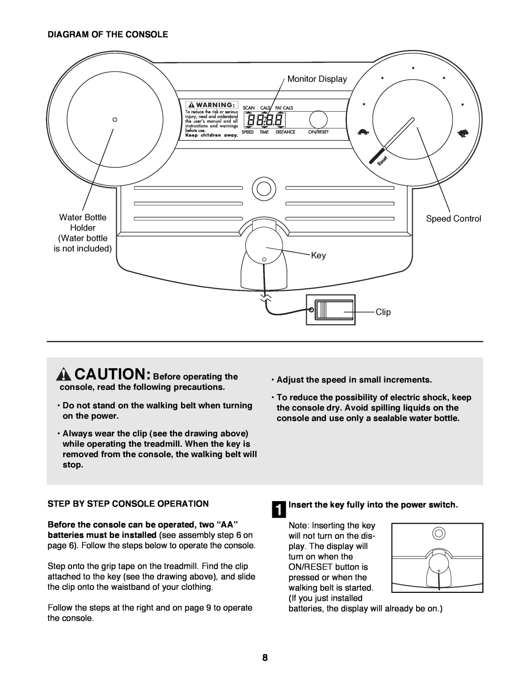 Weslo DX3 user manual Diagram Of The Console 