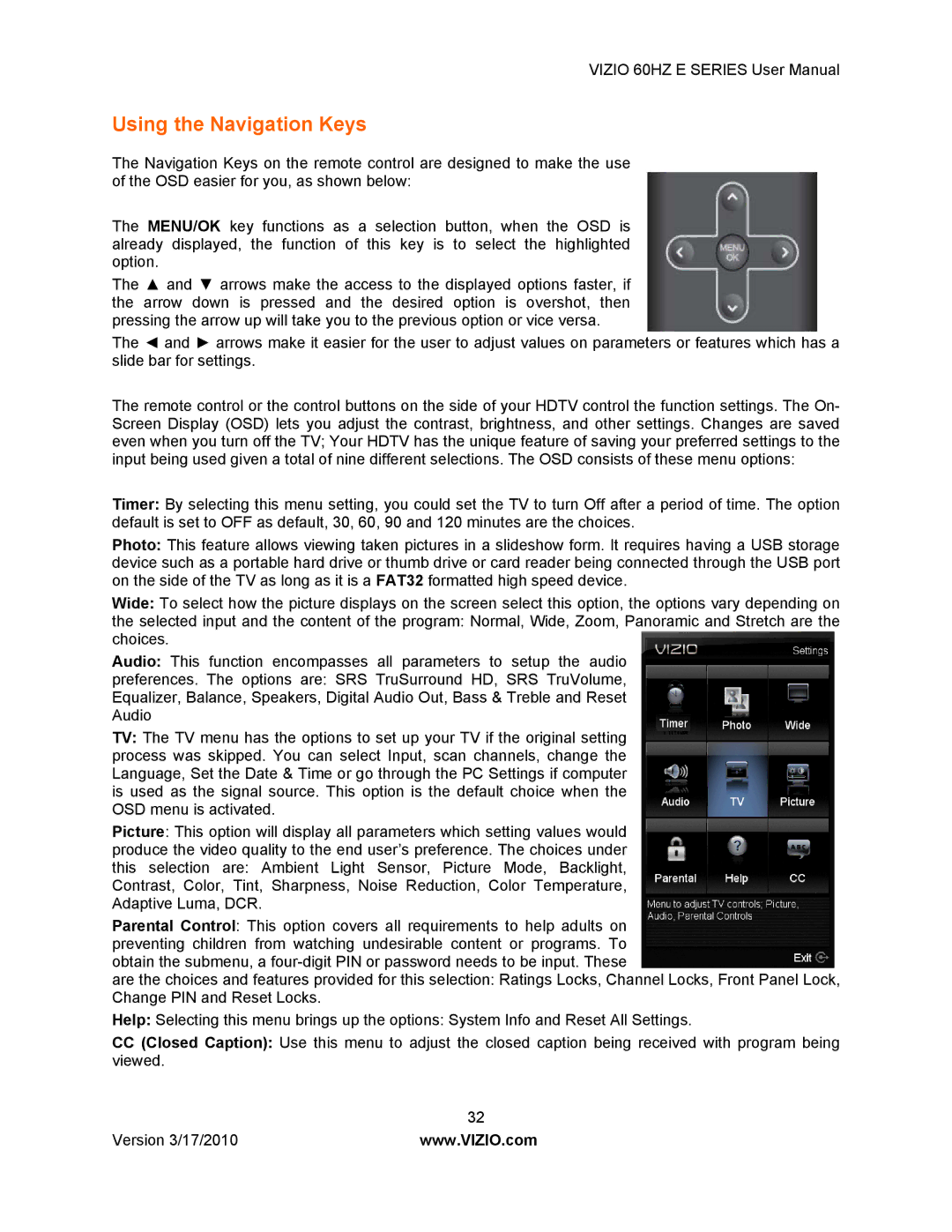 Weslo E320VA user manual Using the Navigation Keys 