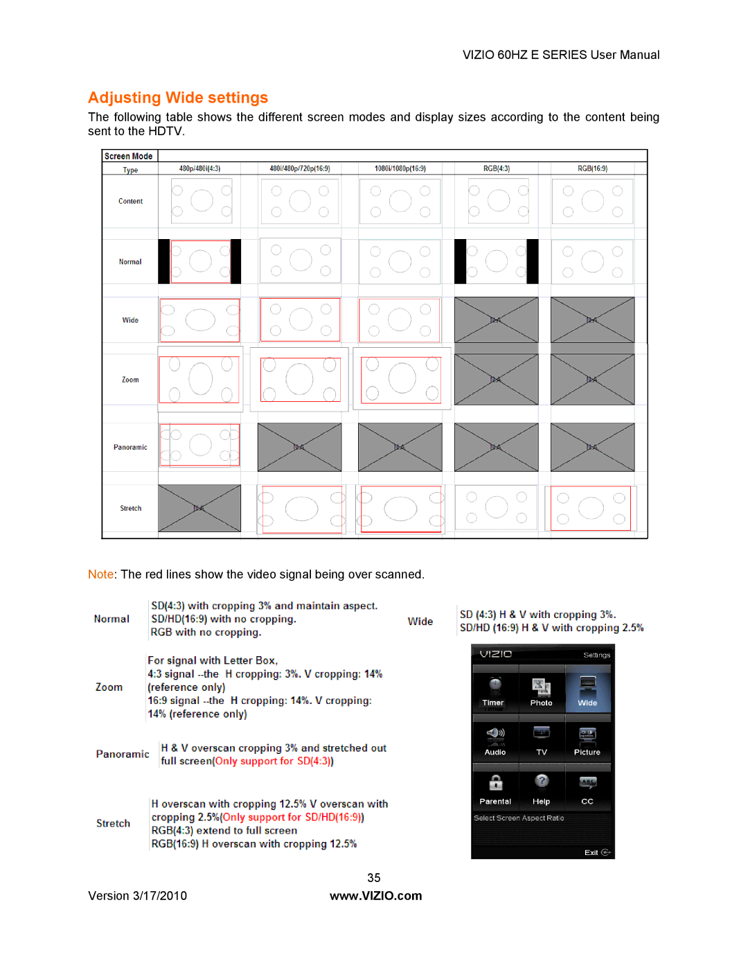 Weslo E320VA user manual Adjusting Wide settings 