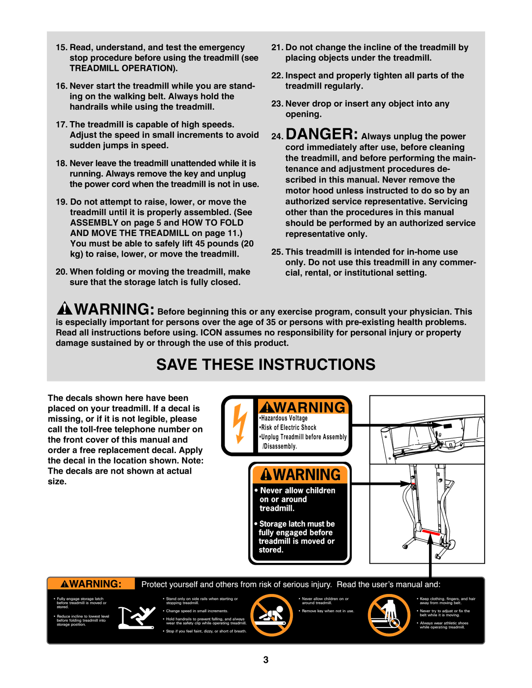 Weslo G-25 user manual Treadmill Operation 