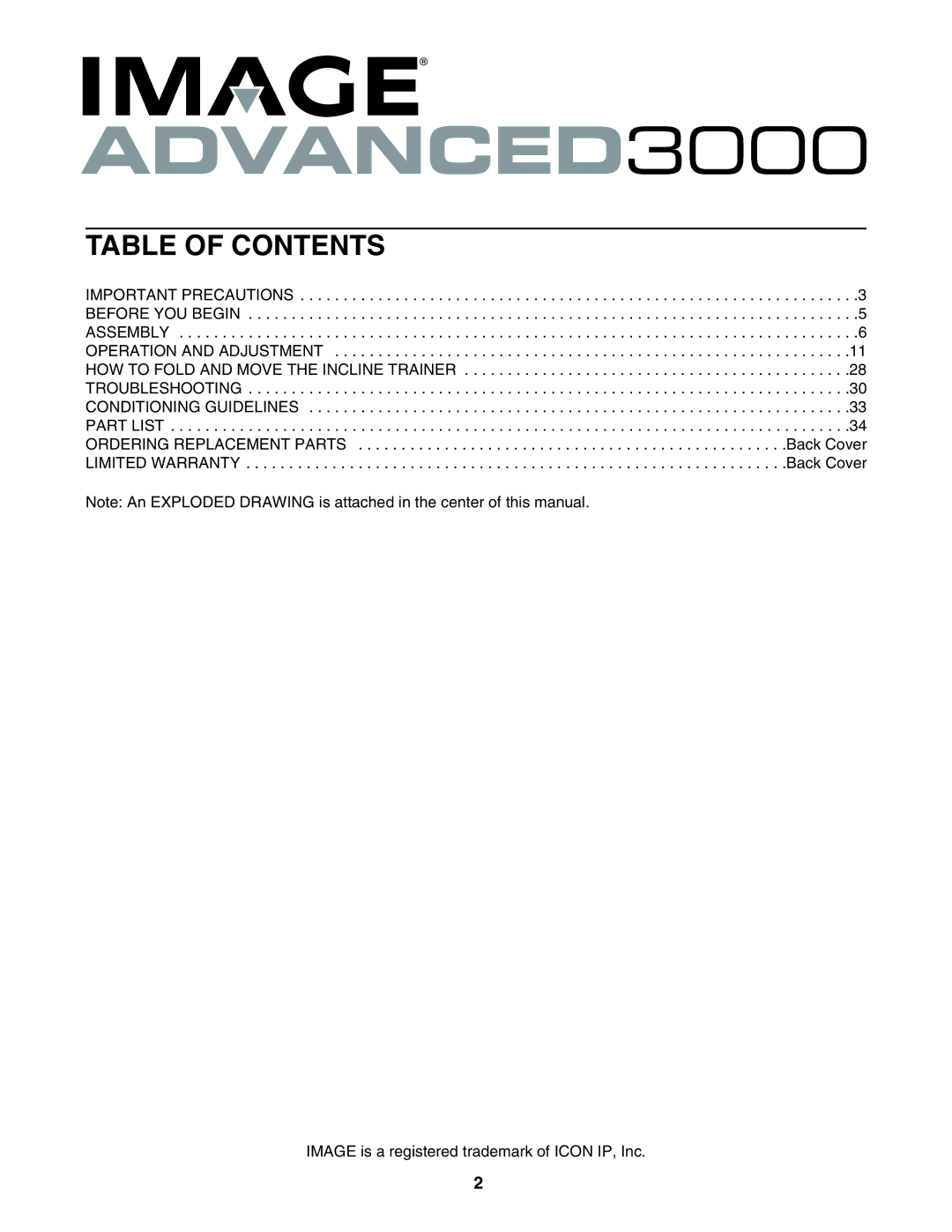 Weslo IMTL 15905.0 user manual Table of Contents 