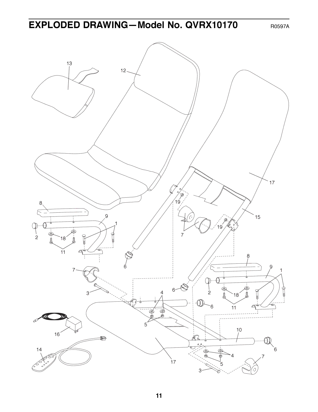 Weslo user manual Exploded DRAWINGÑModel No. QVRX10170 