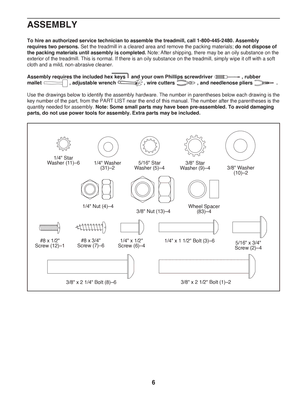 Weslo R 7.2 user manual Assembly 