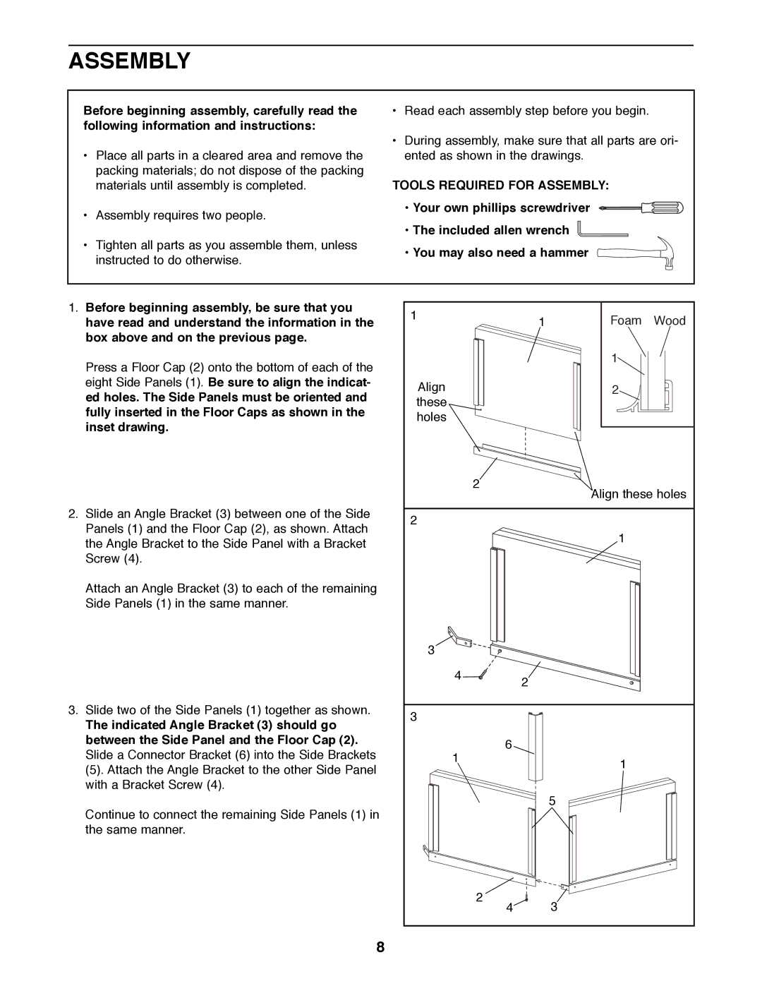 Weslo SPRW52464 user manual Tools Required for Assembly 