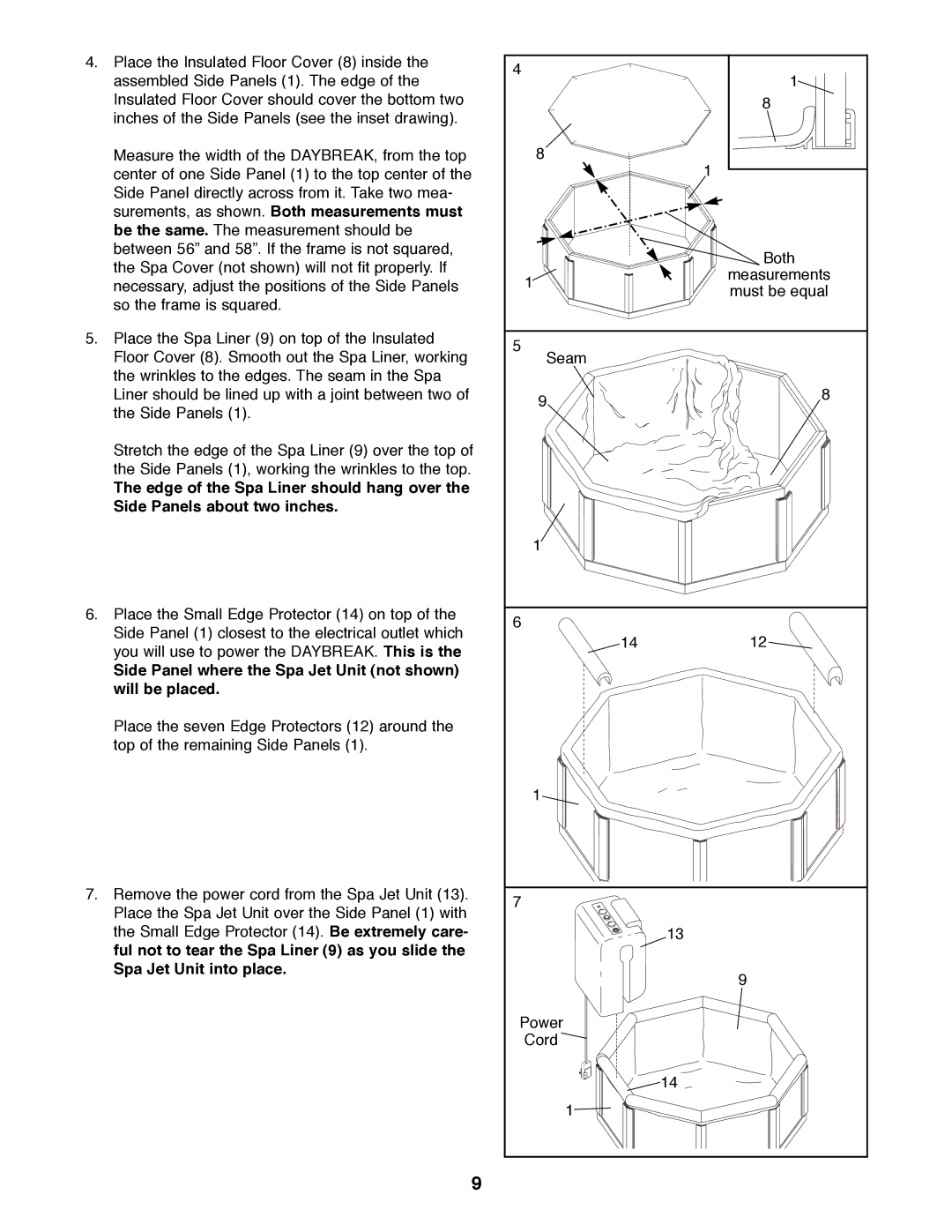 Weslo SPRW52464 user manual Side Panel where the Spa Jet Unit not shown will be placed 