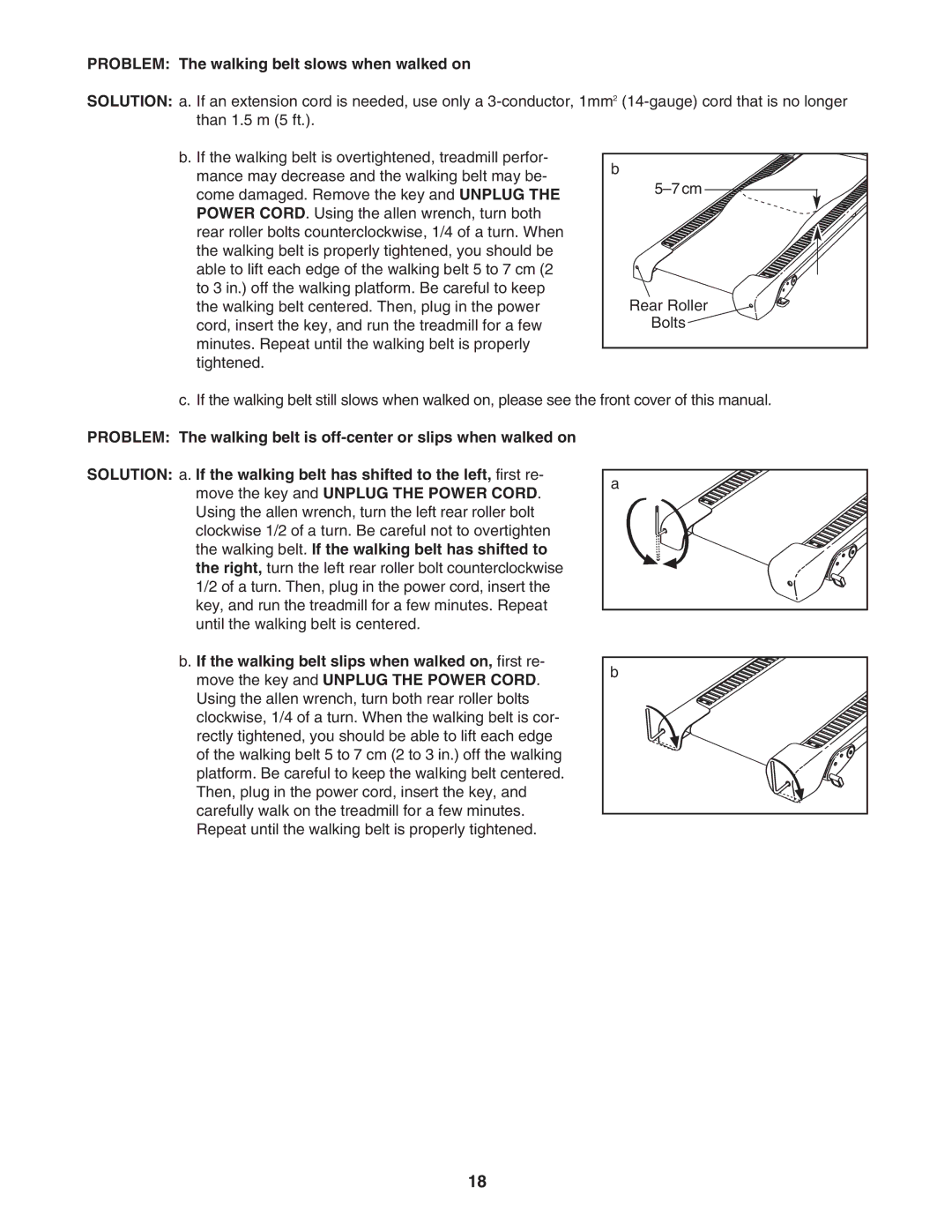 Weslo WATL13906.0 user manual Problem The walking belt slows when walked on 