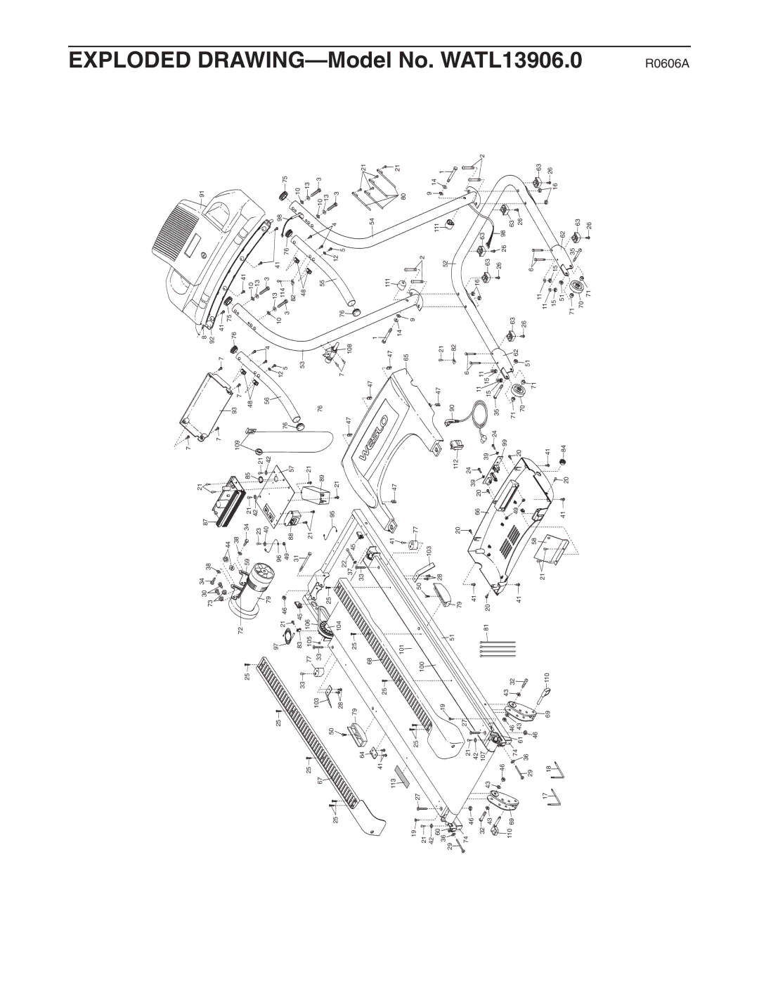 Weslo user manual Exploded DRAWING-Model No. WATL13906.0 