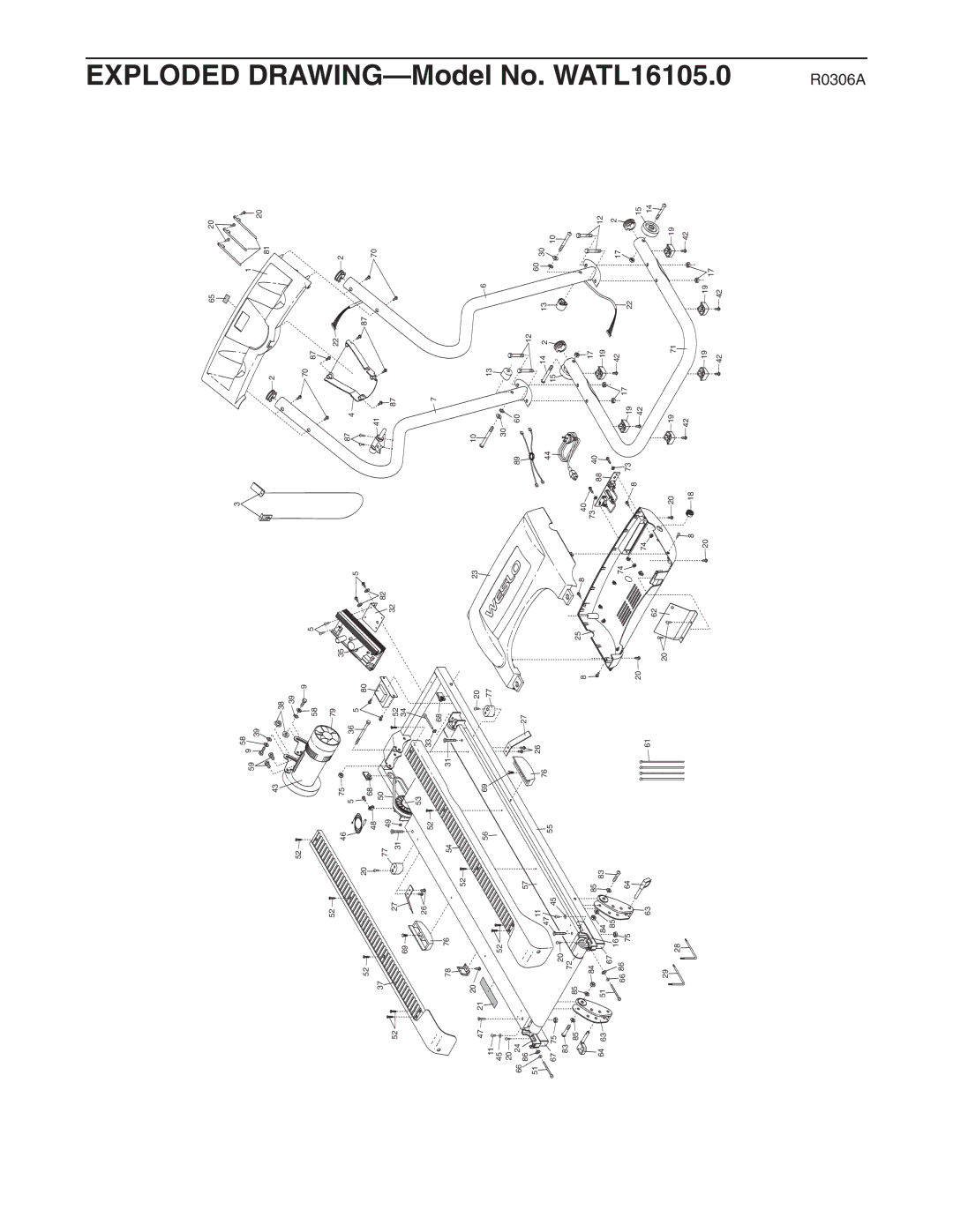 Weslo user manual Exploded DRAWING-Model No. WATL16105.0 