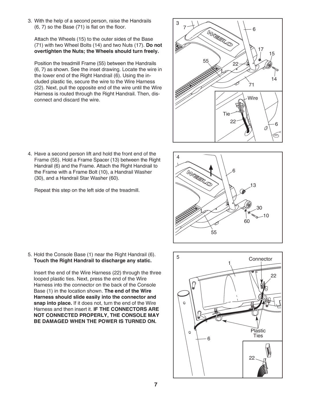 Weslo WATL16105.0 user manual Touch the Right Handrail to discharge any static 