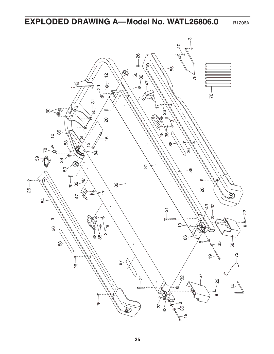 Weslo user manual Exploded Drawing A-Model No. WATL26806.0 R1206A 