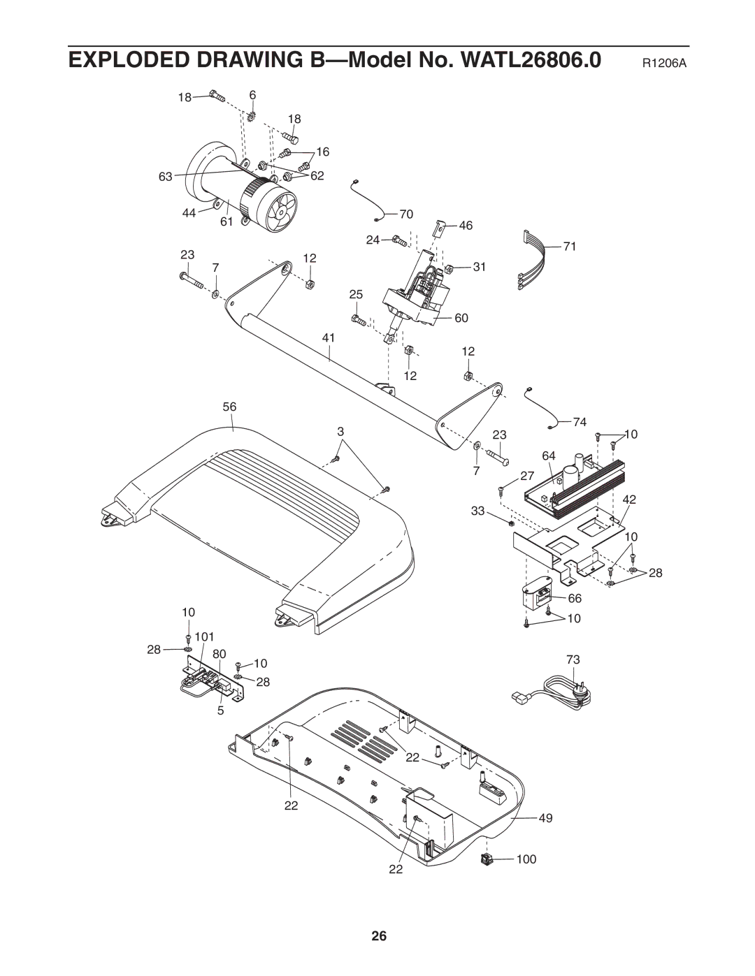 Weslo user manual Exploded Drawing B-Model No. WATL26806.0 R1206A 