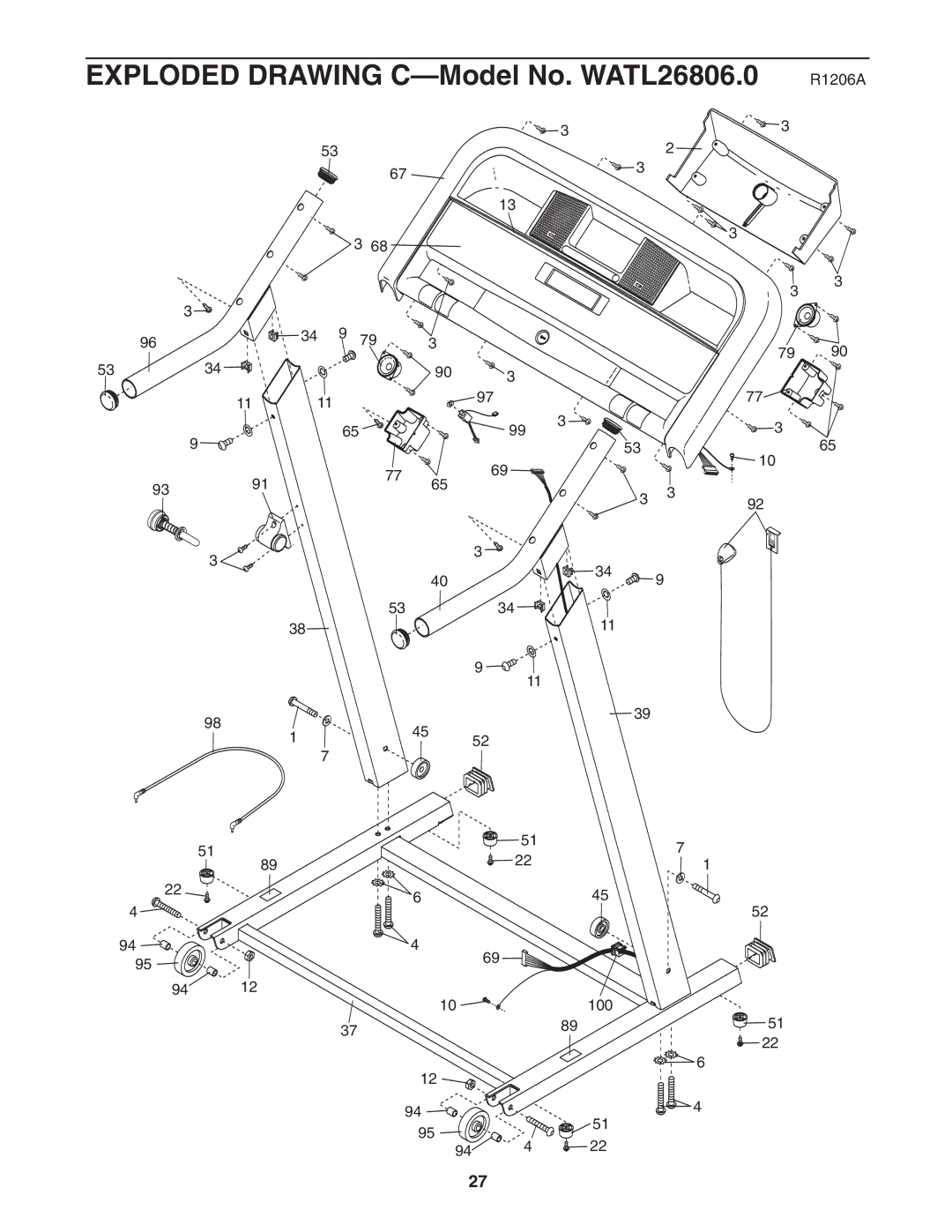 Weslo user manual Exploded Drawing C-Model No. WATL26806.0 R1206A 