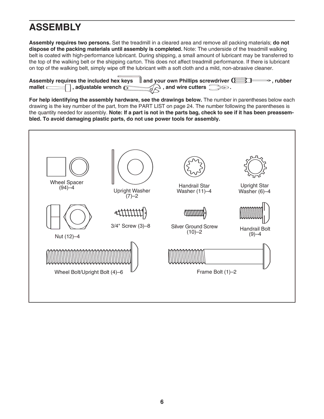 Weslo WATL26806.0 user manual Assembly 