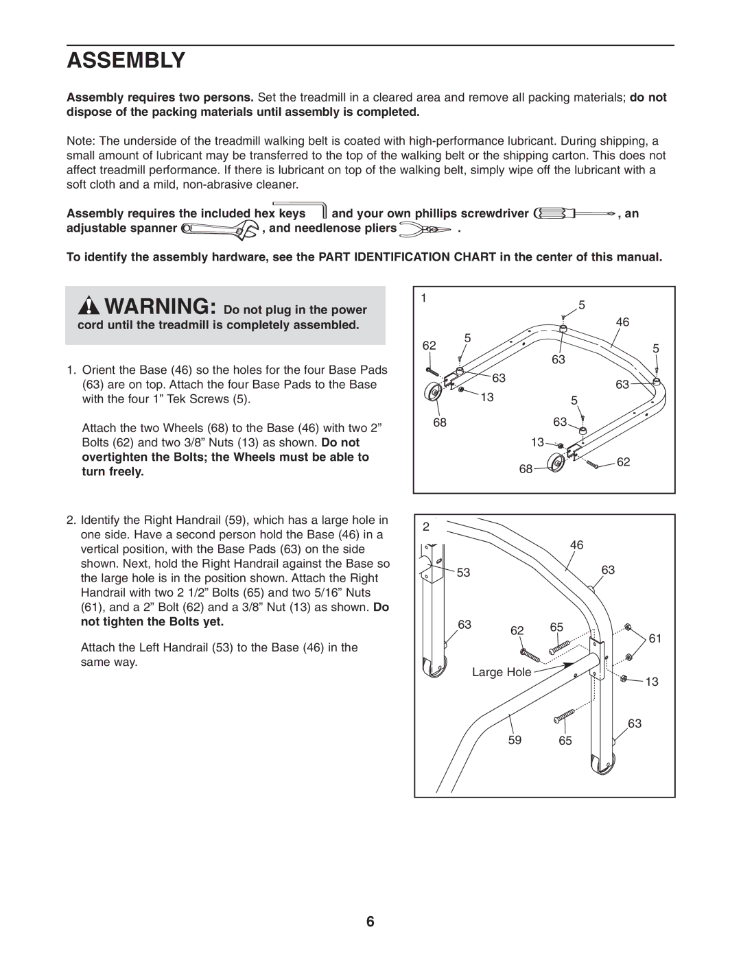 Weslo WATL27105.1 user manual Assembly 