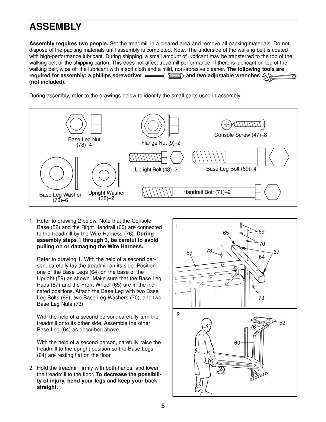 Weslo WCTL26080 user manual Assembly 