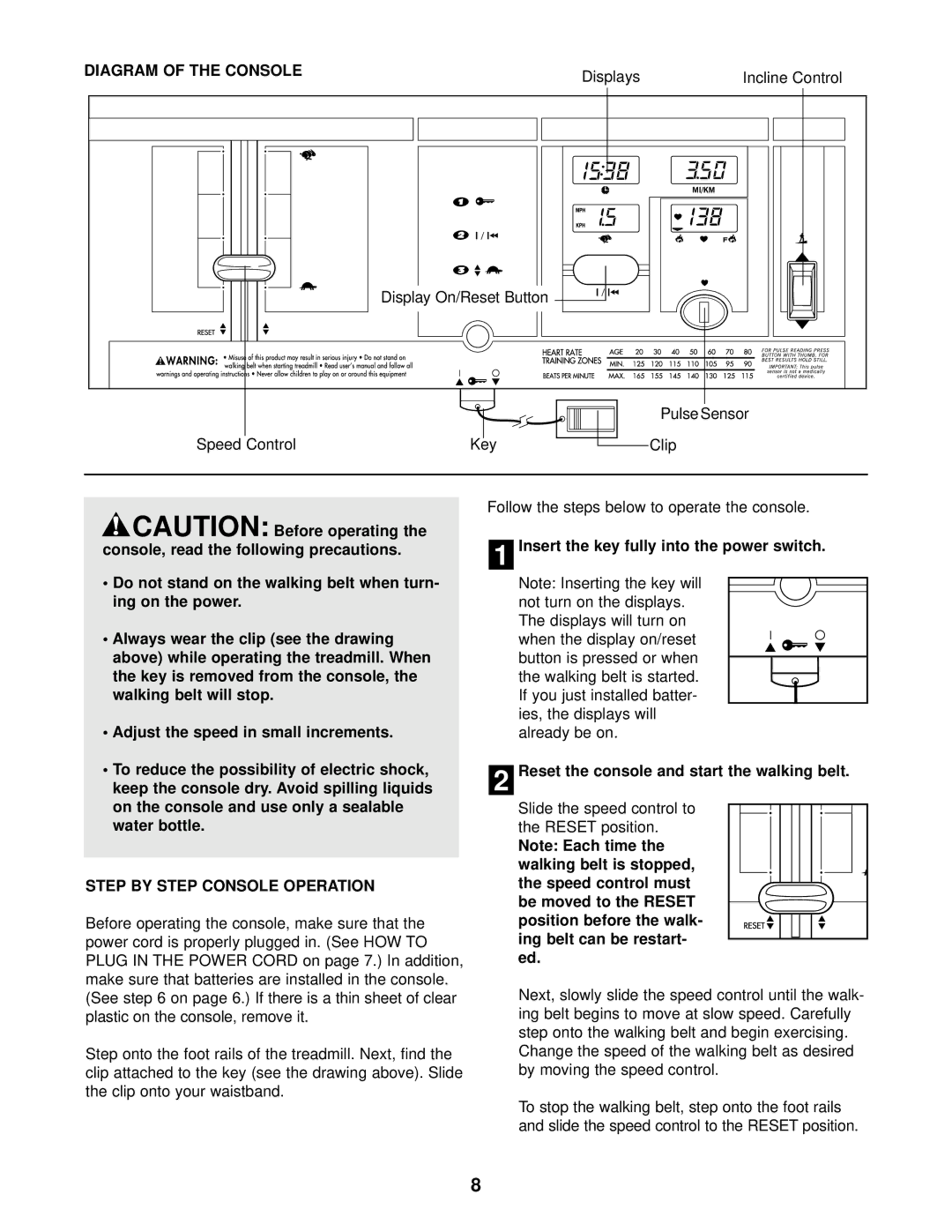 Weslo WCTL28090 user manual Diagram of the Console, Step by Step Console Operation 