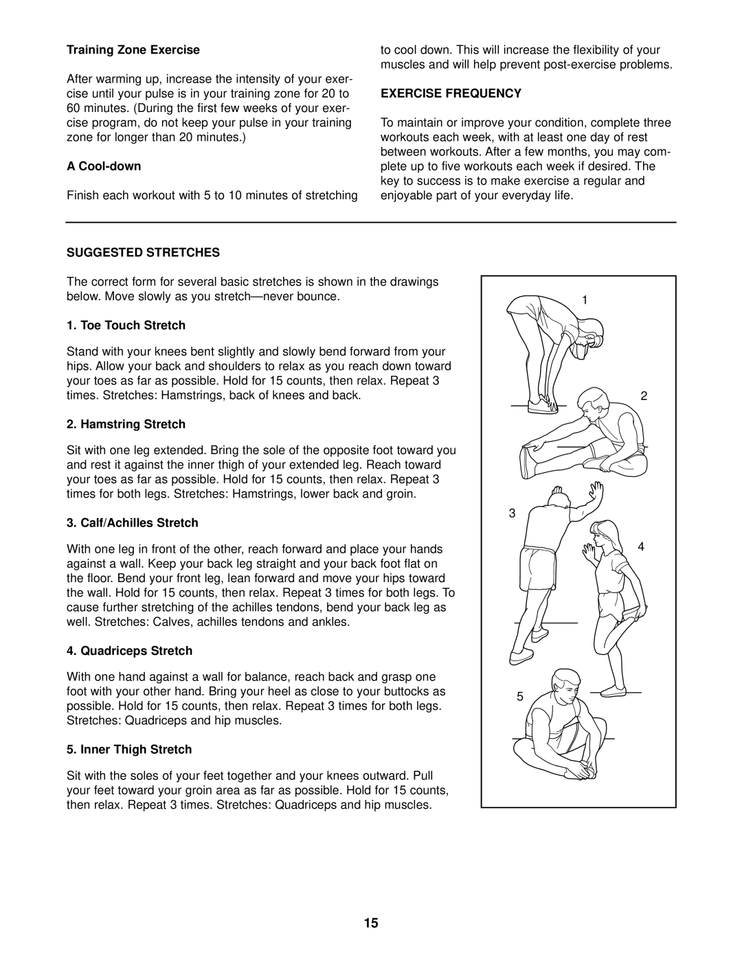 Weslo WCTL29200 user manual Exercise Frequency, Suggested Stretches 