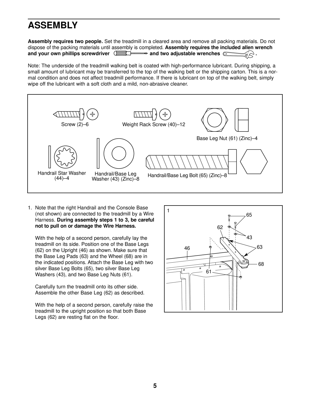 Weslo WCTL29200 user manual Assembly, Your own phillips screwdriver and two adjustable wrenches 