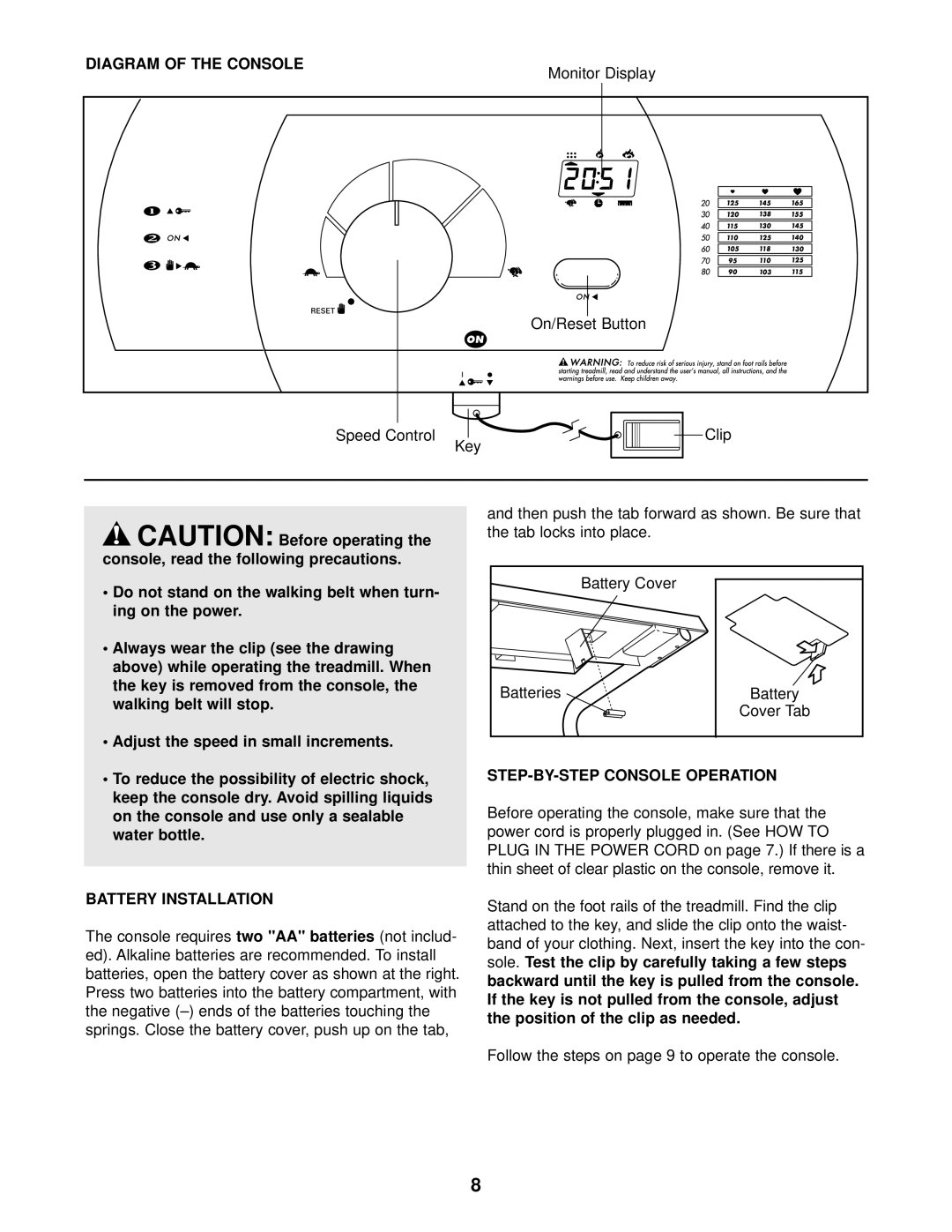 Weslo WCTL29200 user manual Diagram Of The Console 
