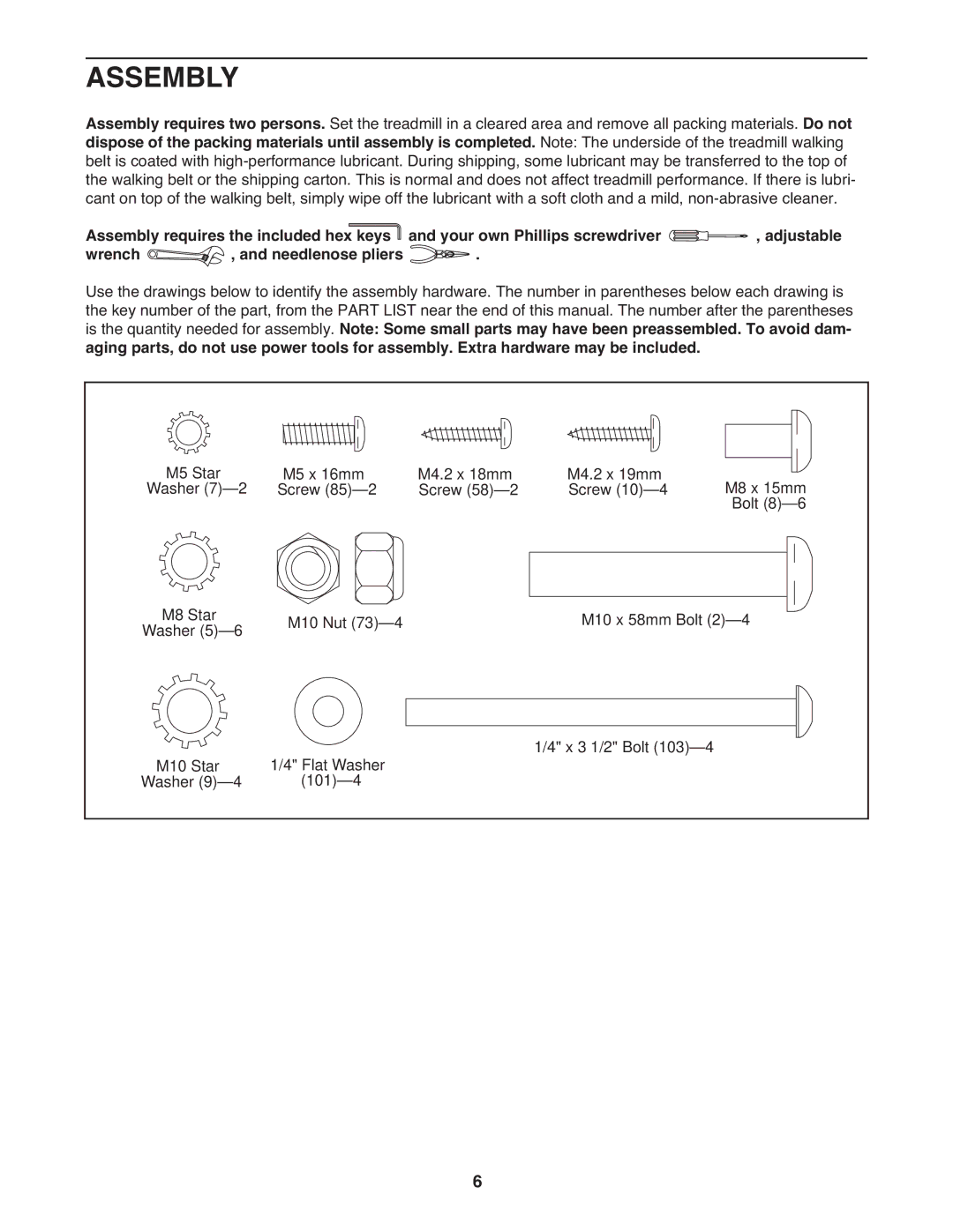 Weslo WCTL29310.0 user manual Assembly 