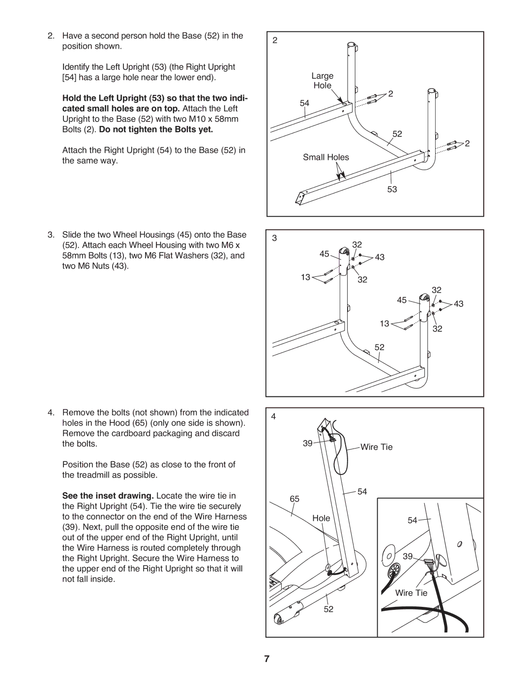 Weslo WCTL29509.0 user manual Hold the Left Upright 53 so that the two indi, Cated small holes are on top. Attach the Left 