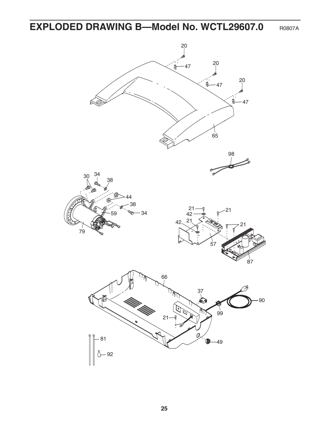 Weslo user manual Exploded Drawing B-Model No. WCTL29607.0 R0807A 