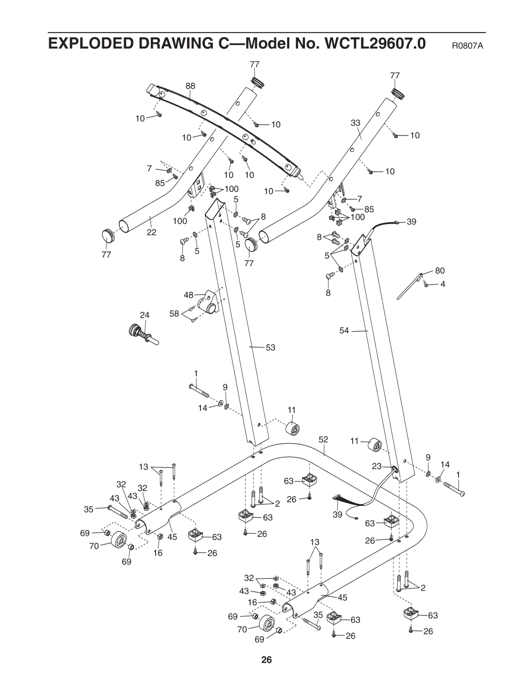 Weslo user manual Exploded Drawing C-Model No. WCTL29607.0 R0807A 