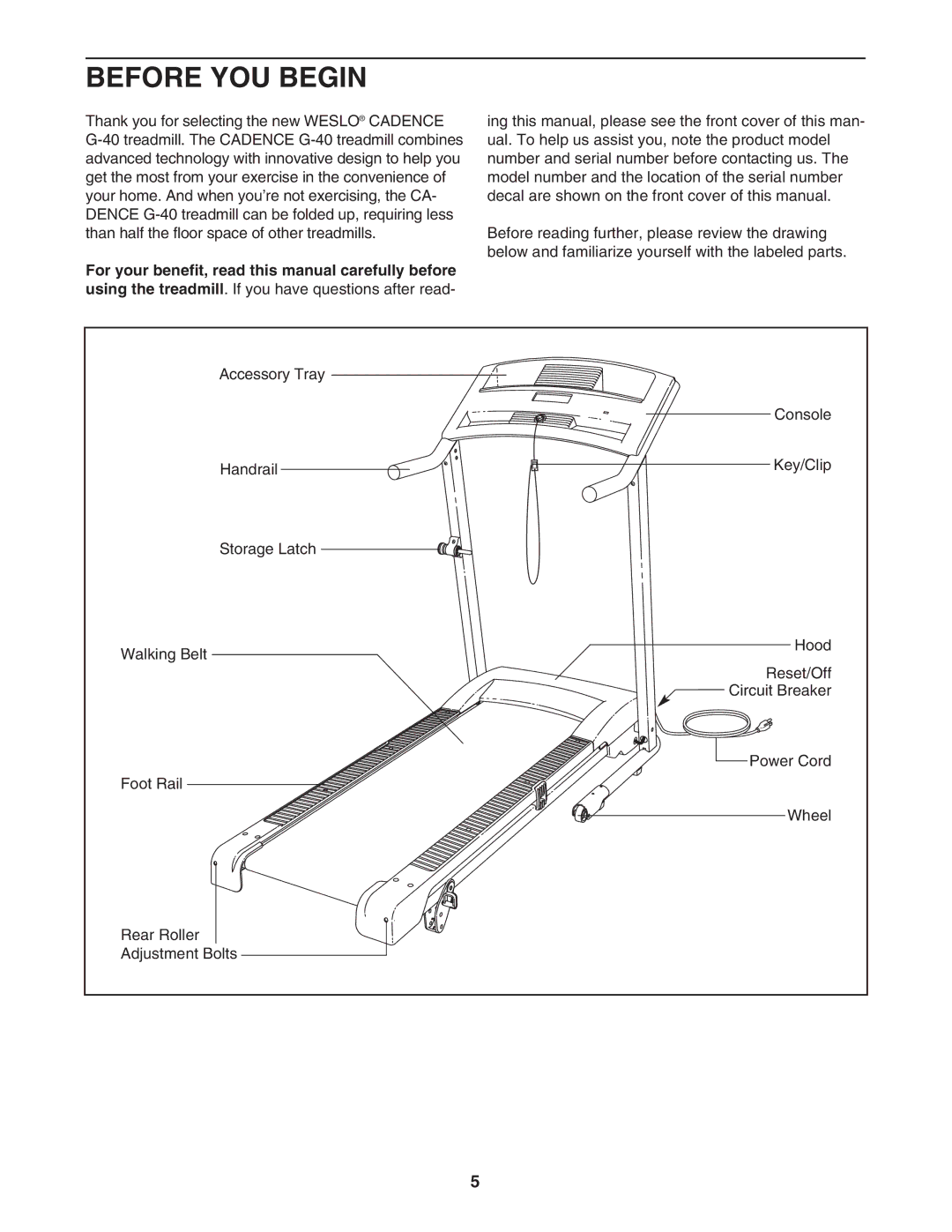 Weslo WCTL29607.0 user manual Before YOU Begin 