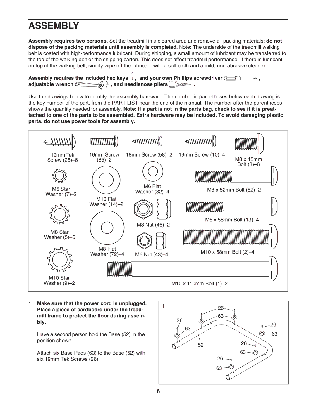 Weslo WCTL29607.0 user manual Assembly 