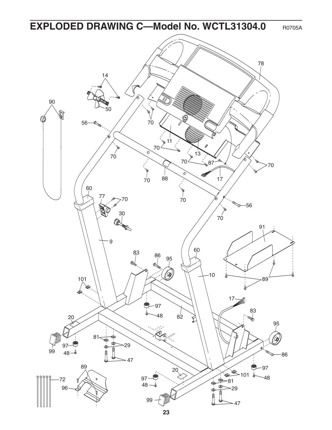 Weslo user manual Exploded Drawing C-Model No. WCTL31304.0 R0705A 