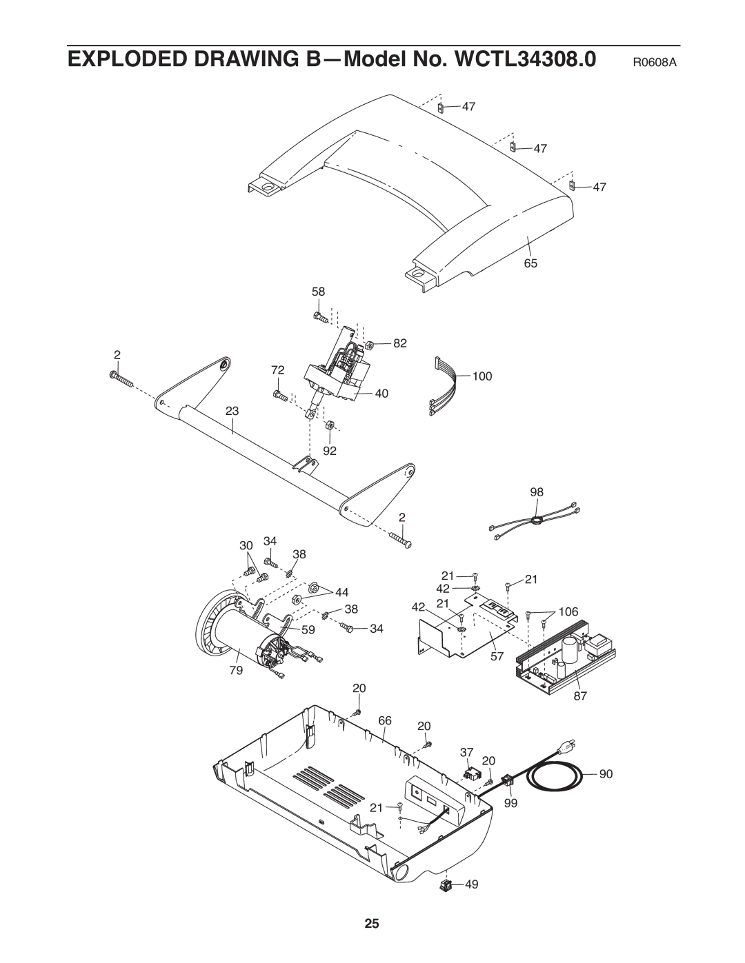 Weslo user manual Exploded Drawing B-Model No. WCTL34308.0 R0608A 