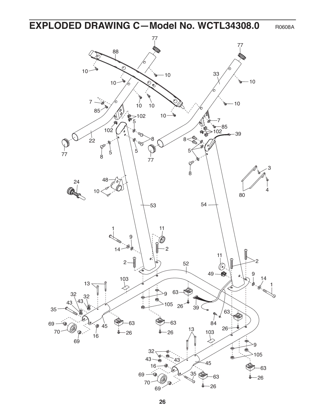 Weslo user manual Exploded Drawing C-Model No. WCTL34308.0 R0608A 