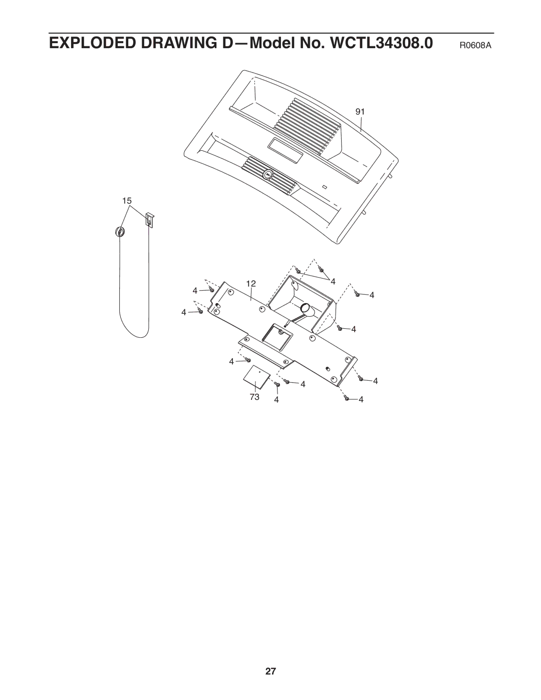 Weslo user manual Exploded Drawing D-Model No. WCTL34308.0 R0608A 