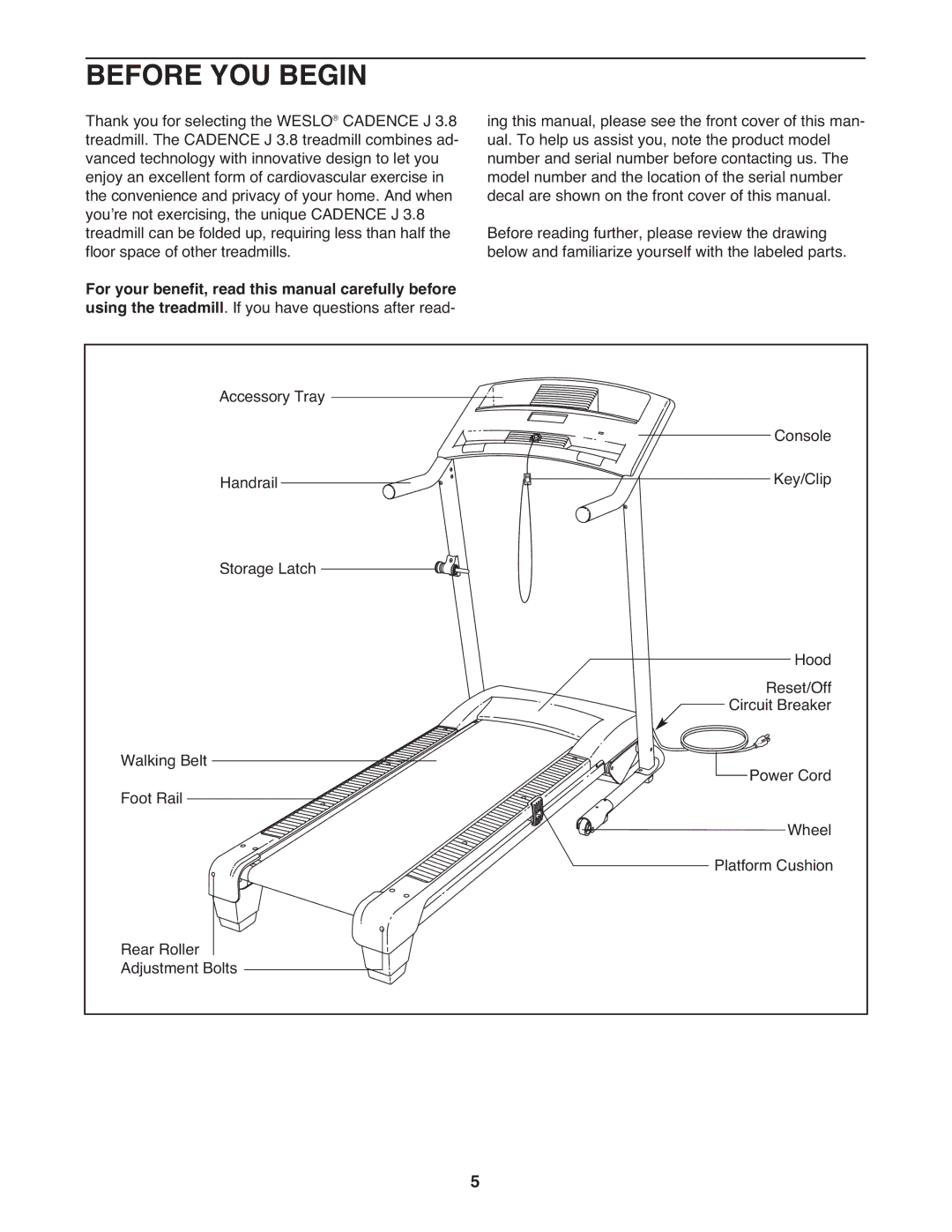 Weslo WCTL34308.0 user manual Before YOU Begin 