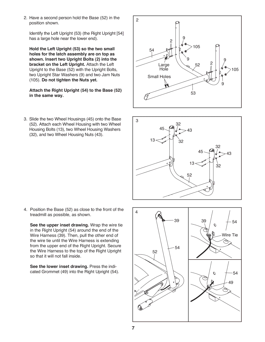 Weslo WCTL34308.0 user manual Large Hole Small Holes Wire Tie 4954 