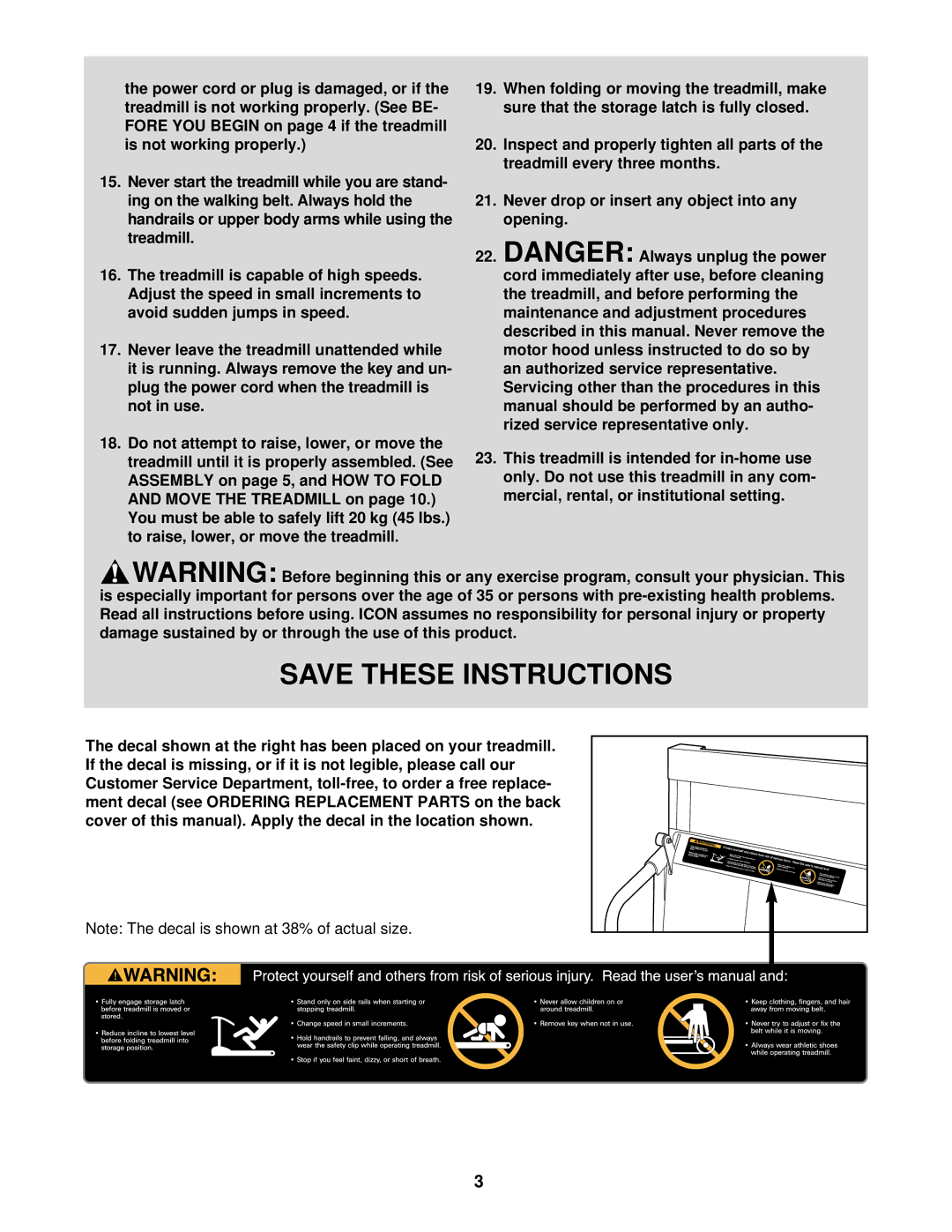 Weslo WCTL38410 user manual 