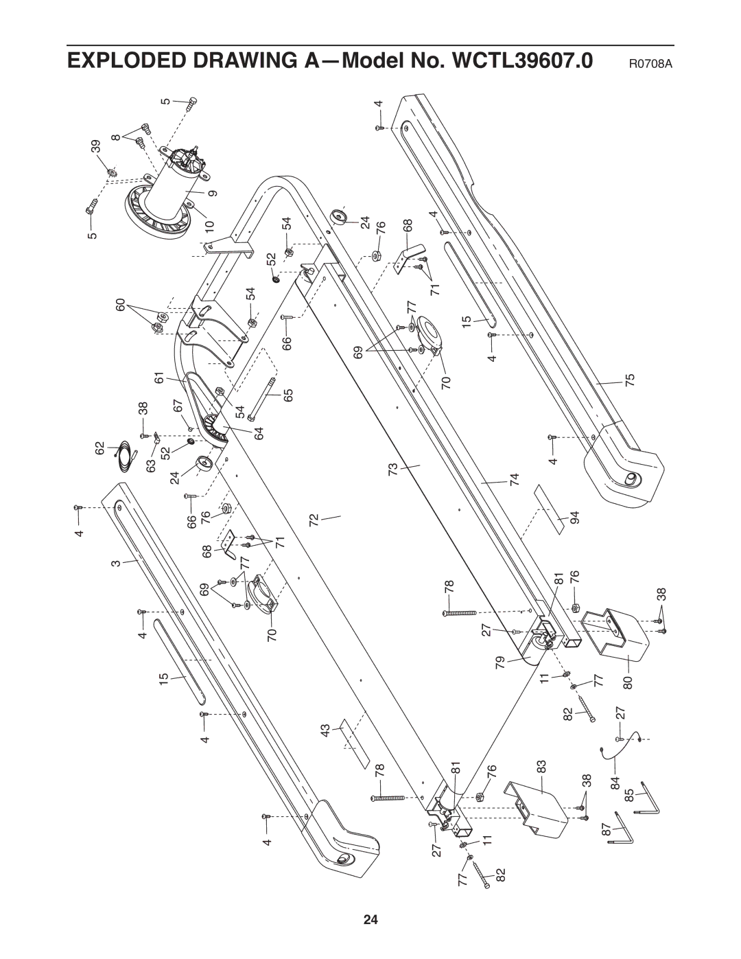 Weslo user manual Exploded Drawing A-Model No. WCTL39607.0 R0708A 