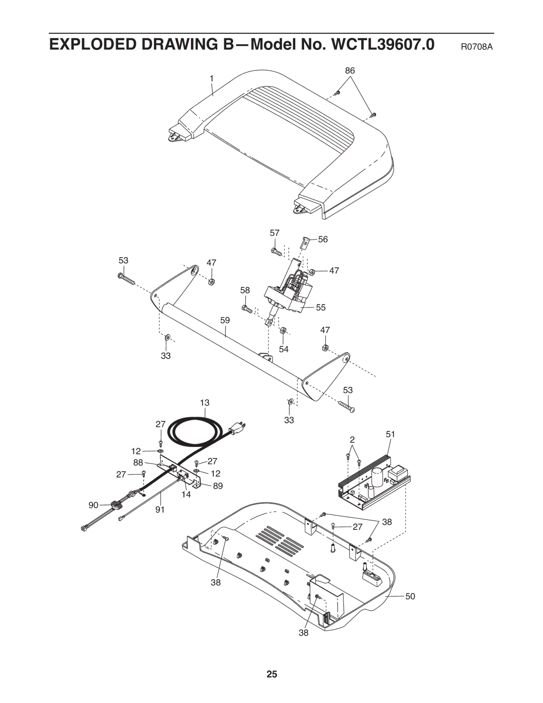 Weslo user manual Exploded Drawing B-Model No. WCTL39607.0 R0708A 