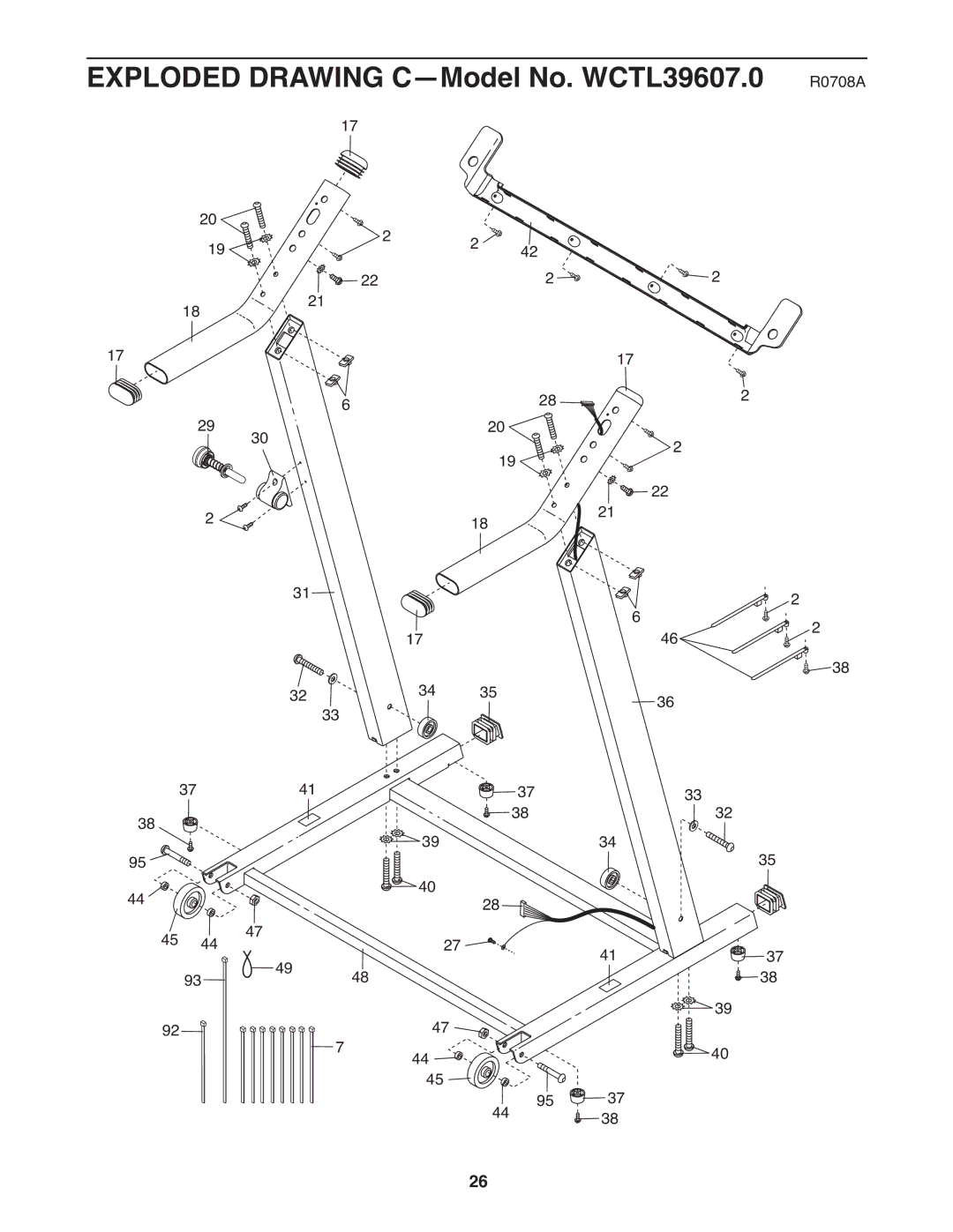 Weslo user manual Exploded Drawing C-Model No. WCTL39607.0 R0708A 