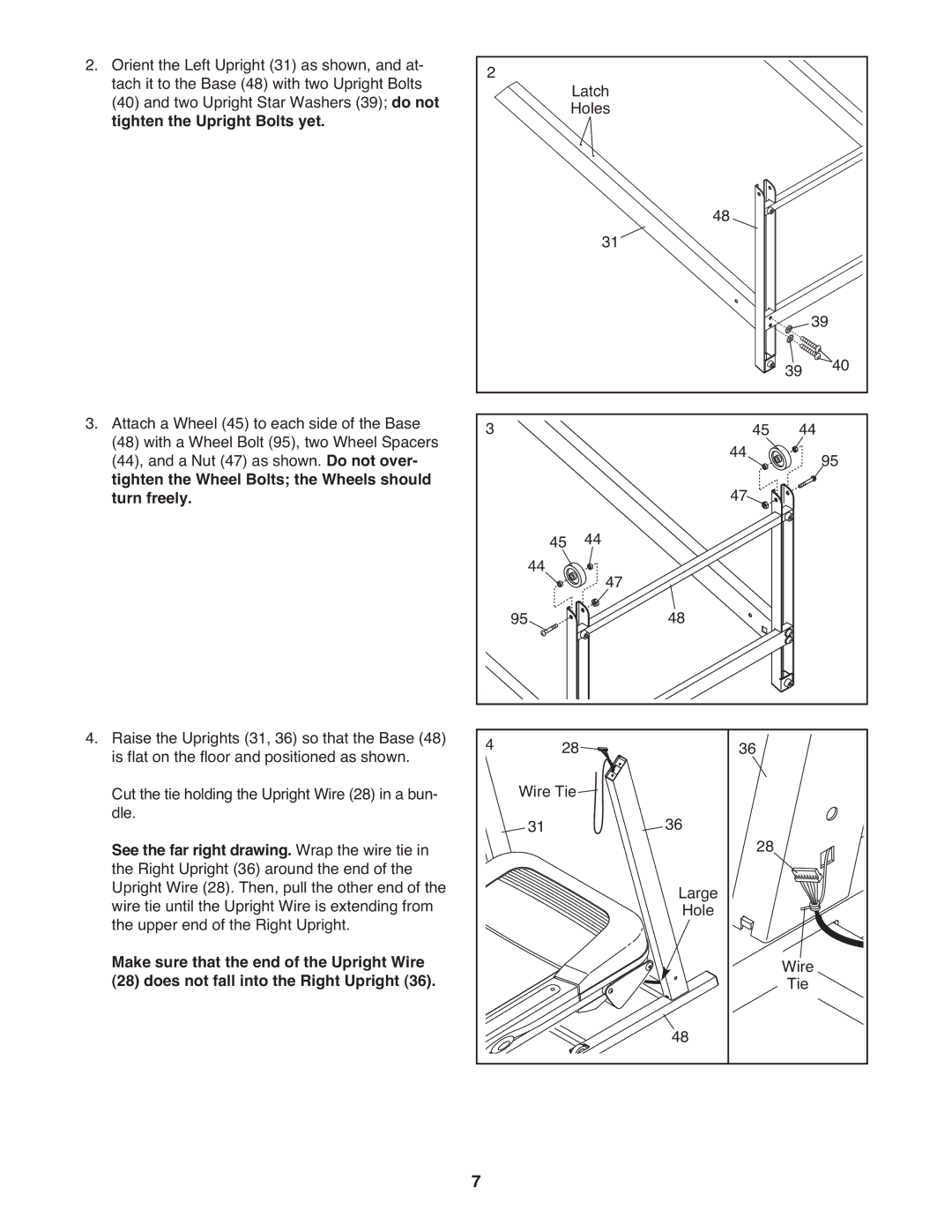 Weslo WCTL39607.0 user manual Latch Holes Wire Tie Large 