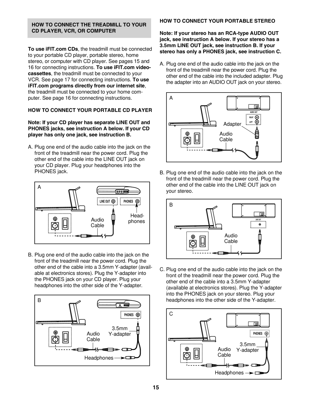 Weslo WCTL41305.0 user manual HOW to Connect Your Portable Stereo 